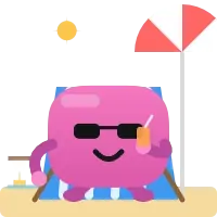 Pinker Blobling with an hourglass in the sand