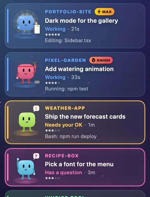 The Bloblings drawer in the Night Sky theme